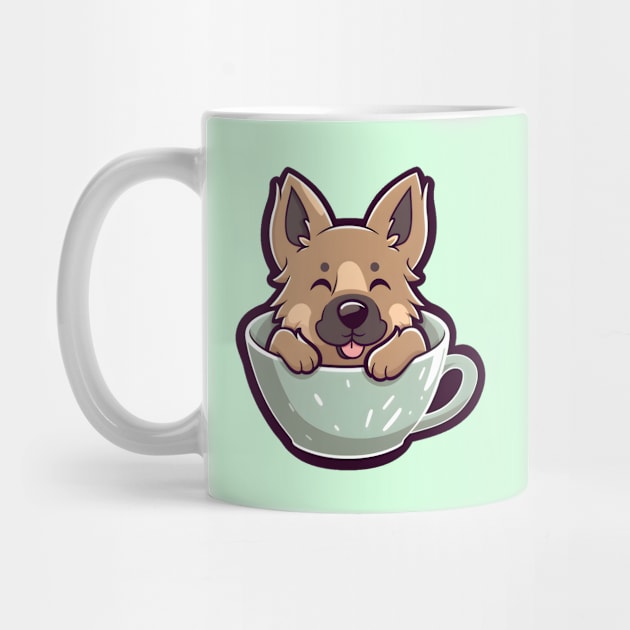 Happy German Shepherd Puppuccino by Serene Simplicity